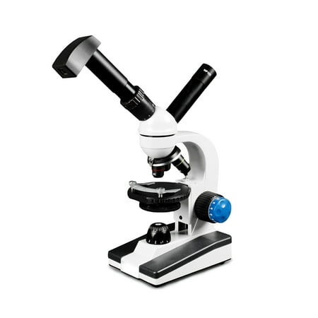 Vision Scientific VME0018-T-LD-DG0.3 Dual View Compound Microscope, 10x WF & 25x WF Eyepiece, 40x-1000x Magnification, LED Illumination, Round Stage, 0.35MP Digital Eyepiece
