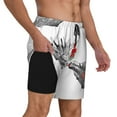 thumbnail image 3 of Gaeub Moose Kissing Under Mistletoe Mens Swim Trunks Stretch Beach Shorts Quick Dry for Men Swim Shorts Swimwear with Pockets- 3X-Large, 3 of 9