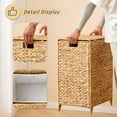 thumbnail image 5 of Casa Pura Furniture Handwoven Hyacinth Rattan Elevated Feet Laundry Hamper with Lid & Removable Liner Bag, Off-White, 5 of 6