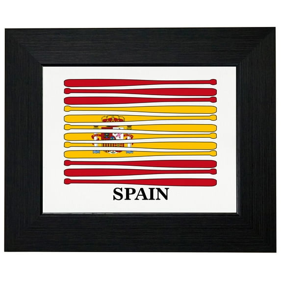Spain Baseball Classic - World Vintage Bats Flag Framed Print Poster Wall or Desk Mount Options