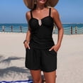thumbnail image 4 of Women's Solid Color Matching Swimsuit With Pocket Swimming Trunks Sports Tangini Split Swimsuit Suit Drawstring Swimsuit Waisted Swimwear Senior Front, 4 of 5