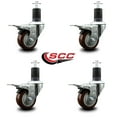 thumbnail image 2 of 3 Inch Maroon Poly Swivel 1-5/8 Inch Expanding Stem Caster Set Total Lock Brake, 2 of 2