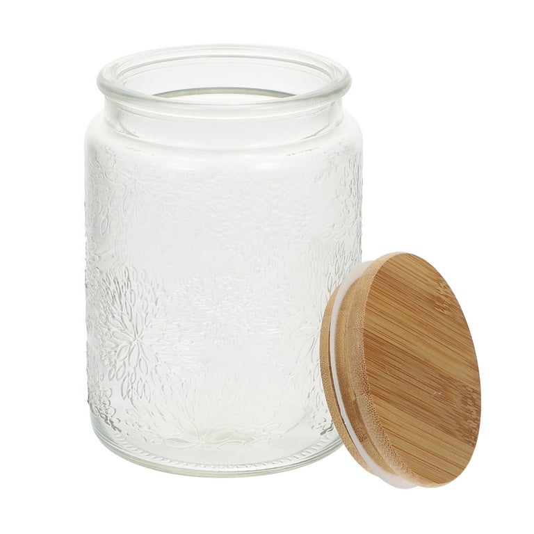Creative High Borosilicate Clear Glass Sealed Airtight Jar Storage with  Cork Kitchenware Embossed Storage Snack Jar - China Glass Wood Lid Jar and  Glass Candy Jar price