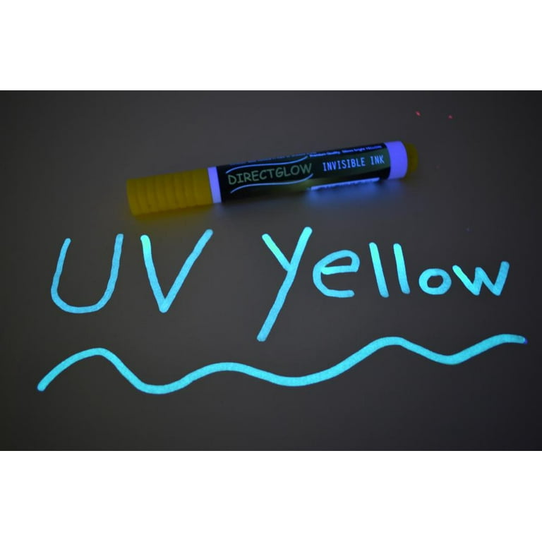 DirectGlow Extra Large Invisible Yellow UV Blacklight Reactive Ink Marker  Pen