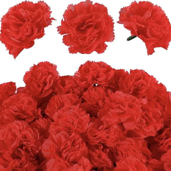 WeeWhimsy 20Pcs Artificial Carnations Flower,Yellow Orange Flower Heads Bulk with Stem,Silk Artificial Flower DIY Decor for Halloween,Day of The Dead,Mexican Party,Home Decor