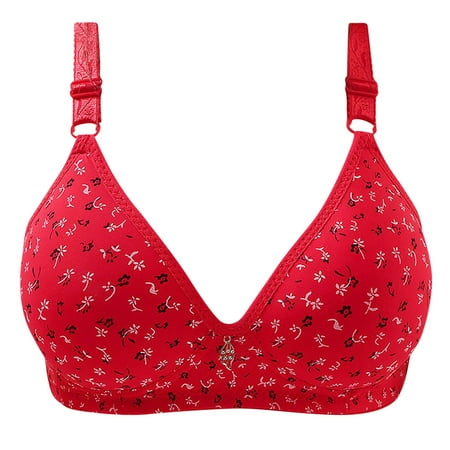 

HAPIMO Everyday Bras for Women Stretch Underwear Comfort Daily Brassiere Gathered Wire Free Seamless Padded Camisole Soft Ultra Light Lingerie Sales Red M