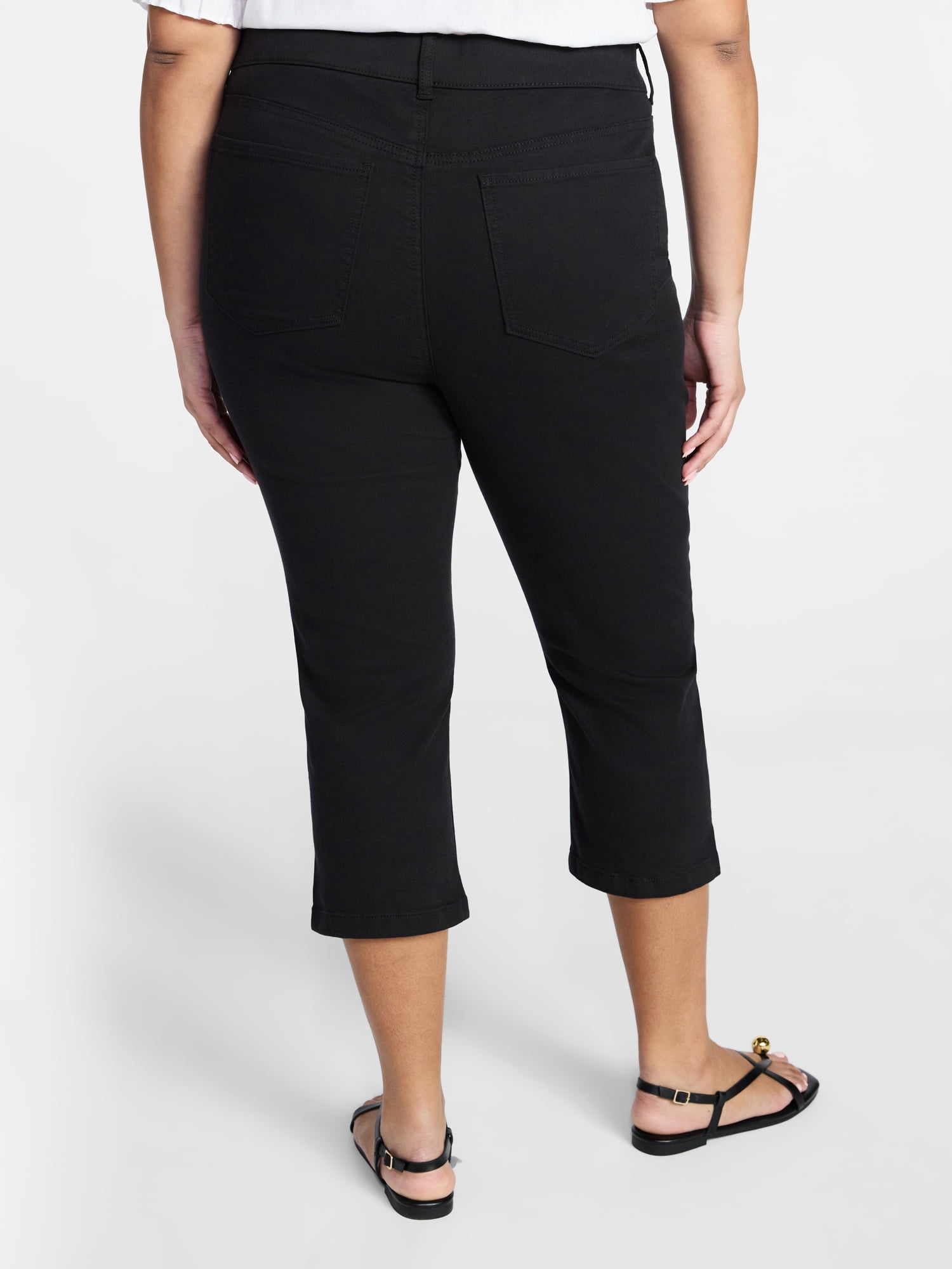 Terra & Sky Women's Plus Pull On Jegging Capri Pants with Control Panel, Sizes 0X-5X