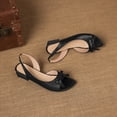 thumbnail image 2 of SACFOF Women Chunky Block Mid Heel Square Toe Sandals Ankle Strap Slingback Bow-knot Party Cute 1.5 Inches Heels, 2 of 6
