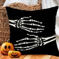 thumbnail image 5 of Halloween Skull Decorative Pillow Covers Cotton Linen Vintage Skeleton Hand Hug You Wicked Scary October 31 Halloween Home Sofa Couch Decor Throw Pillow Cases 18x18 Inch, Black, 5 of 6