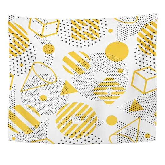 UFAEZU Plus Black Math Memphis Abstract Pattern 80 90S White Wall Art Hanging Tapestry Home Decor for Living Room Bedroom Dorm 60x80 inch