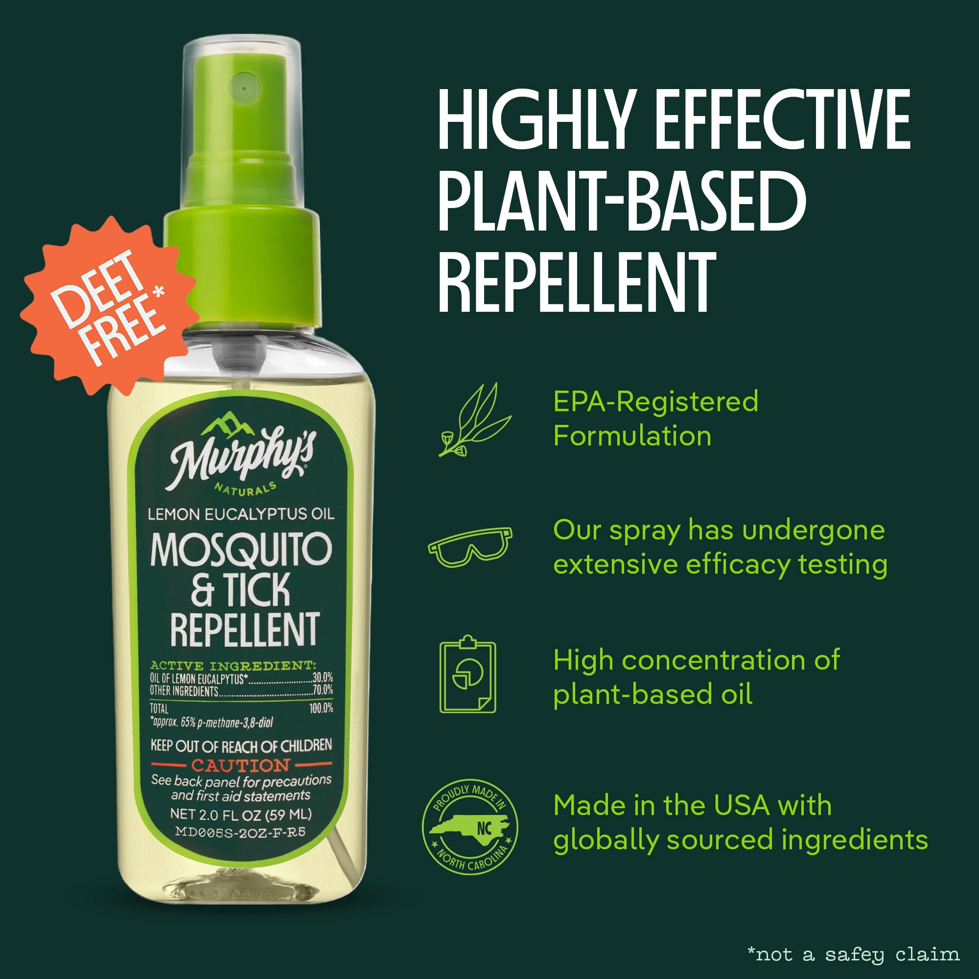 Murphy’s Naturals Mosquito & Tick Repellent Spray with Oil of Lemon Eucalyptus, 2oz Pump, 3 Pack