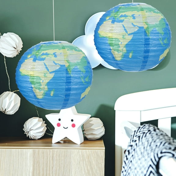 WEUVEB Globe Paper Lantern Multi Color 2Pcs Durable Hanging Decor for Any Setting