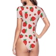 thumbnail image 4 of Fotbe Strawberries Women's Crew Neck Short Sleeves Bodysuit Tops Round Neck Slim Sleeveless Soft Comfortable Basic-XX-Large, 4 of 9