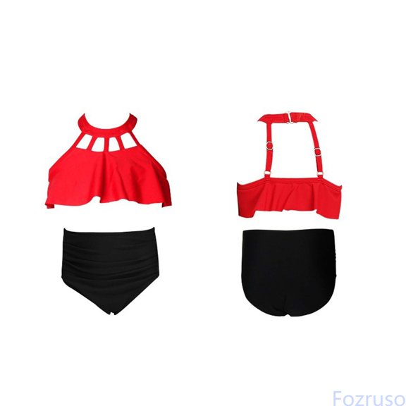 Fozruso Girls Two Piece Swimwear Bikini Soft Nylon Fabric Solid Color Bathing For Teen Girls And Juniors Two Piece Bikini Sets Sizes 2-3 Years