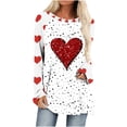 thumbnail image 1 of Diufon Hauts de la Saint-Valentin pour Femmes Manches Longues Col Rond Chandail Chemise Tendance Mignonne Robe Imprimée à Sequins Blouse, 1 of 4