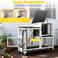 thumbnail image 4 of Aivituvin Indoor Rabbit Hutch Outdoor Bunny Cage on Wheels, 2 Story Wood Guinea Pig Cages with 2 Deeper Pull Out Trays (Black & White), 4 of 11