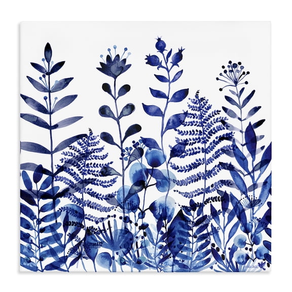 Stupell Industries Contemporary Blue Fern Sprouts Nature Plants Canvas Art, 24 x 24, by Maria Over