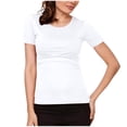 thumbnail image 2 of Hot6sl Économies d'Été Liquidation Blouses & Chemises à Manches Courtes Col Rond, Mode Blouse d'Été Femme Manches Courtes Unie Col Rond Sexy Décontracté Bouton Blouses Régulières, Blouse Femme Enceinteblanc, S, 2 of 6