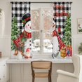 thumbnail image 3 of Christmas Snowman Sheer Curtains 72 Inches Long, Black Plaid Xmas Tree Elk Gifts Snowflake Light Filtering Window Curtains for Living Room, Rod Pocket Voile Sheer Curtain Drapes, 52"Wx72"L, 2 Panels, 3 of 9