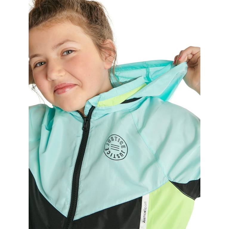 Justice Girls Colorblocked Full Zip Windbreaker Jacket Sizes 5 18