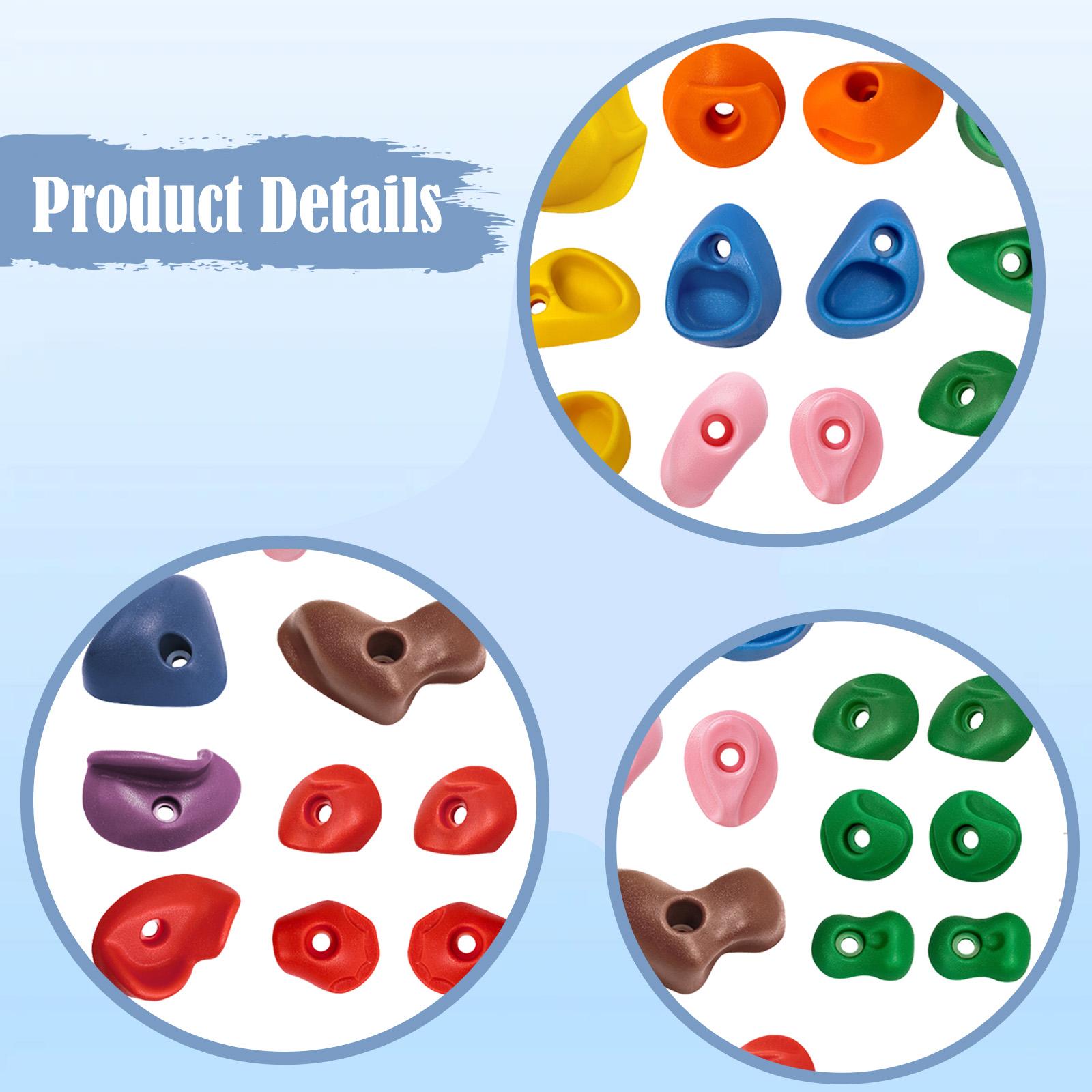 25 Pieces Climbing Rock Wall Grips Stones Multi Size Anti Slip Support for Kids Outdoor Playground Gym