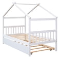 thumbnail image 6 of Harper & Bright Designs Twin Size Wooden House Bed with Trundle, Wood Montessori Daybed Frame with Roof, White, 6 of 12