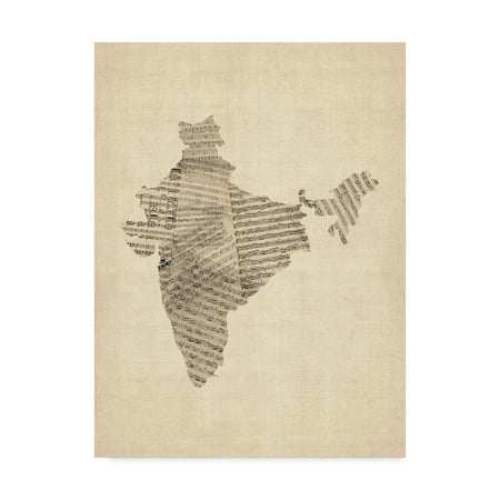 Trademark Fine Art 'Old Sheet Music Map of India' Canvas Art by Michael (Best Smartphone For Music In India)