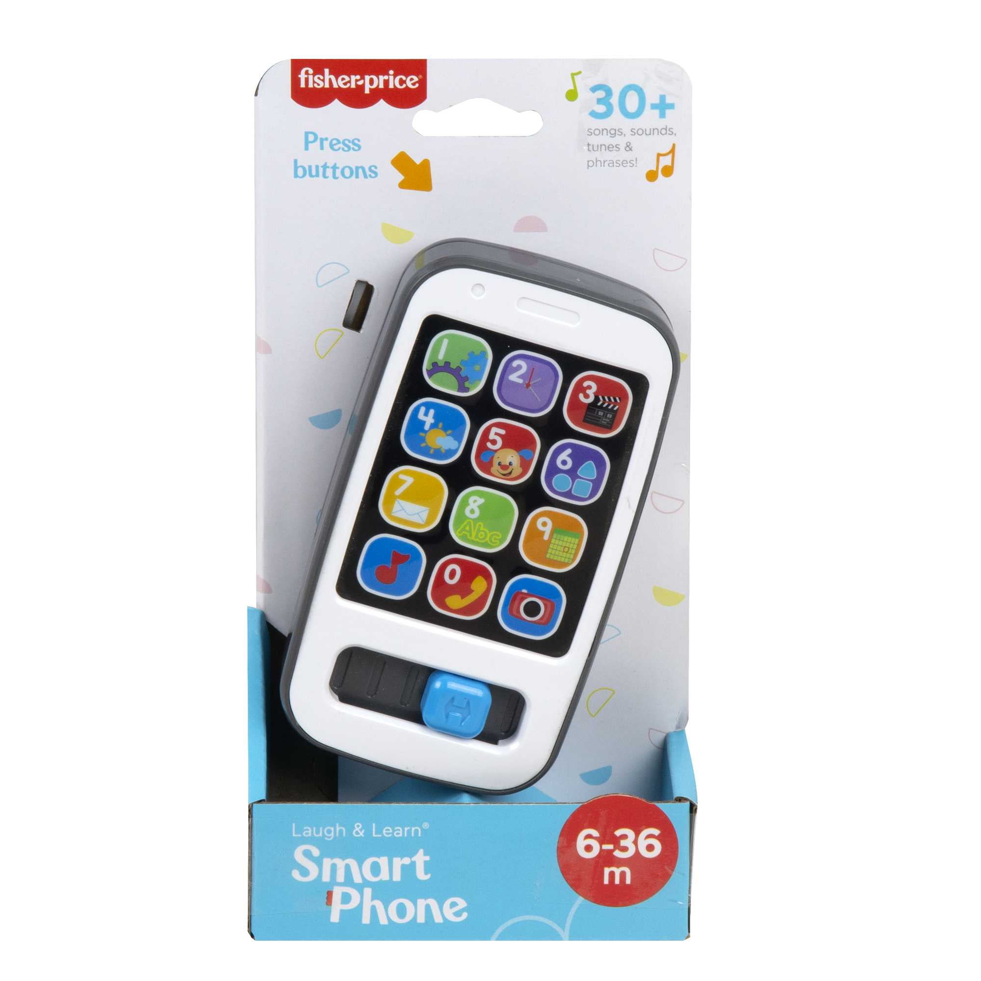 Fisher-Price Laugh & Learn Smart Phone Electronic Baby Learning Toy with Lights & Sounds, Gray