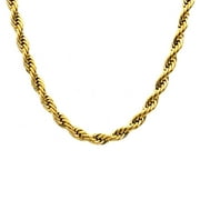 Mens Gold Plated Stainless Steel Rope Chain Necklace.