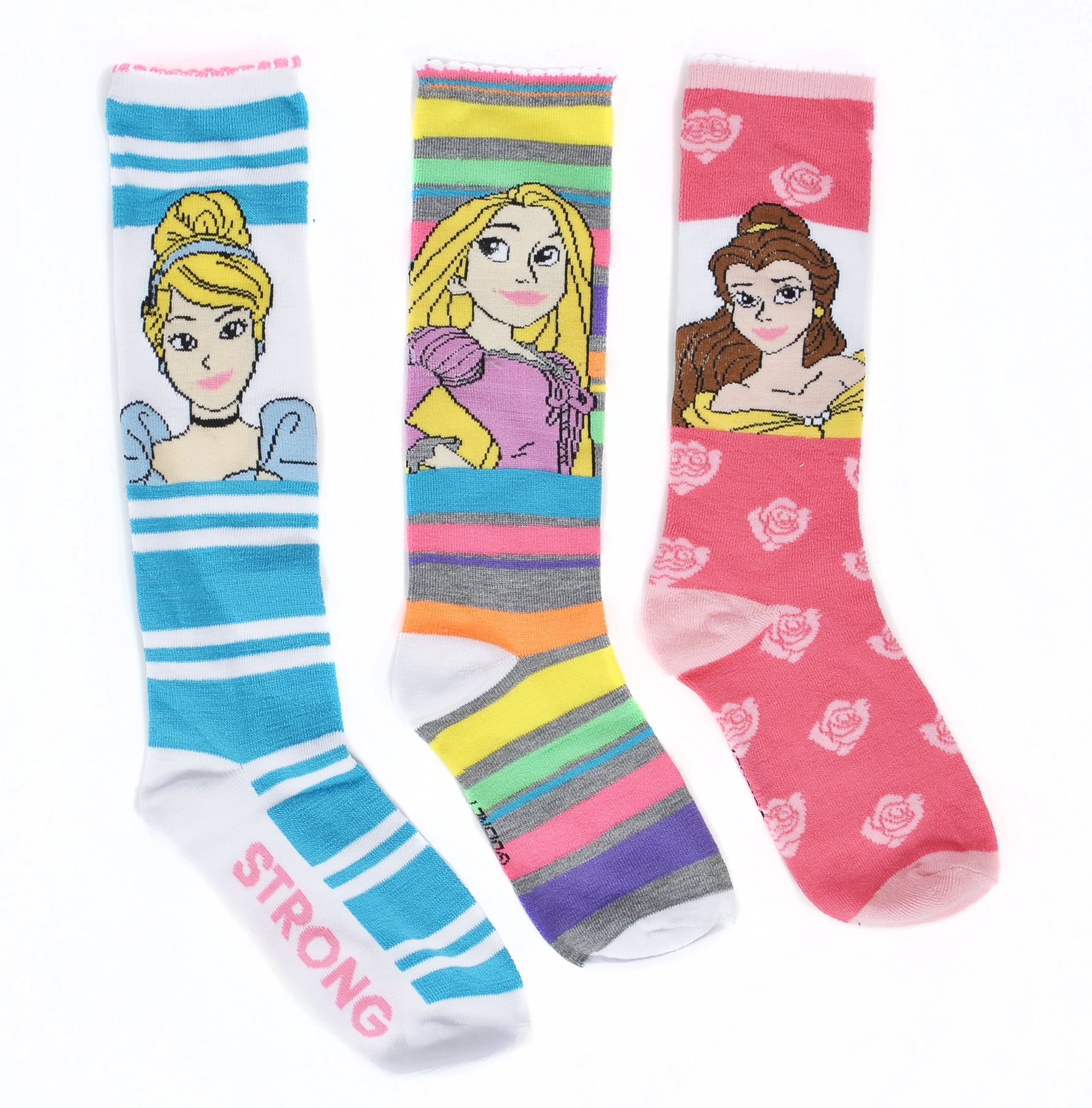 Princesses Girls Knee Socks 3 Pack size 68 Cinderella Rapunzel Belle