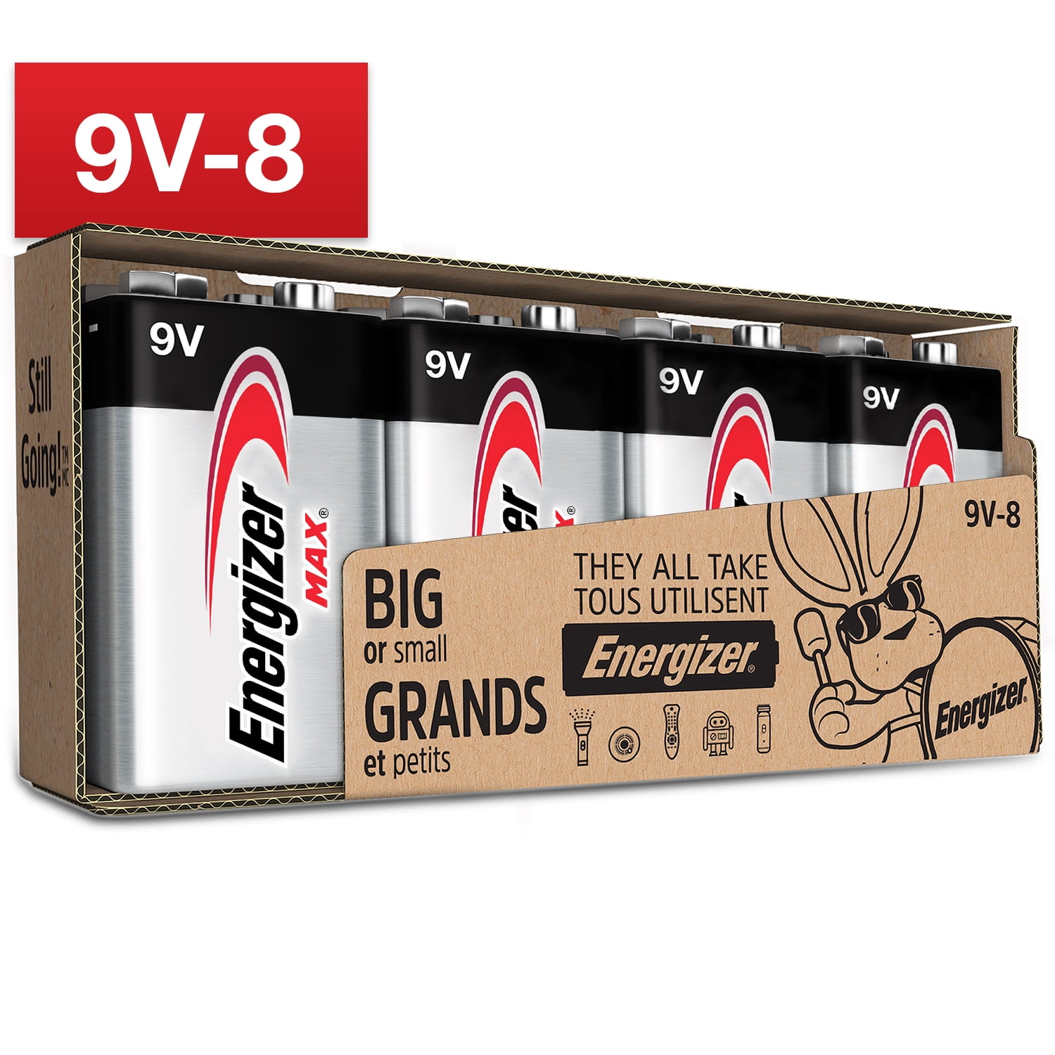 Energizer MAX 9V Batteries, Alkaline 9 Volt Batteries (8 Pack