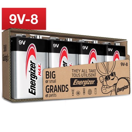 Energizer MAX 9V Batteries, Alkaline 9 Volt Batteries (8 Pack)
