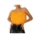 thumbnail image 2 of VISgogo Tops de tubo para mujer, decoración peluda de color sólido para adultos sin mangas con hombros descubiertos y espalda descubierta, tops cortos ajustados VISgogo moda, 2 of 9