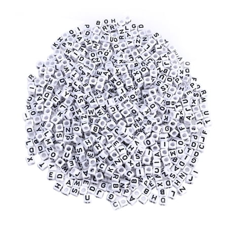 SEWCHICS 500 Pieces White Square Letter Cube Beads for Jewelry Making, Bracelets, Crafts, and