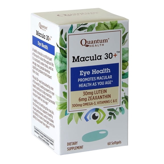 Quantum Health Macula 30 Eye Health Lutein, Zeaxanthin, Vitamin C and E, Omega 3, Zinc Softgels, 60 Ea