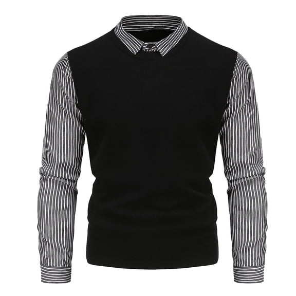Vedolay Pullover Sweaters for Men 2023 Long Sleeve Crewneck Cute Print Knitted Pullover Sweaters Black,L