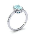 thumbnail image 2 of SuperJeweler 1 1/2 Carat Oval Shape Aquamarine and Halo Diamond Ring In Sterling Silver For Women, 2 of 6