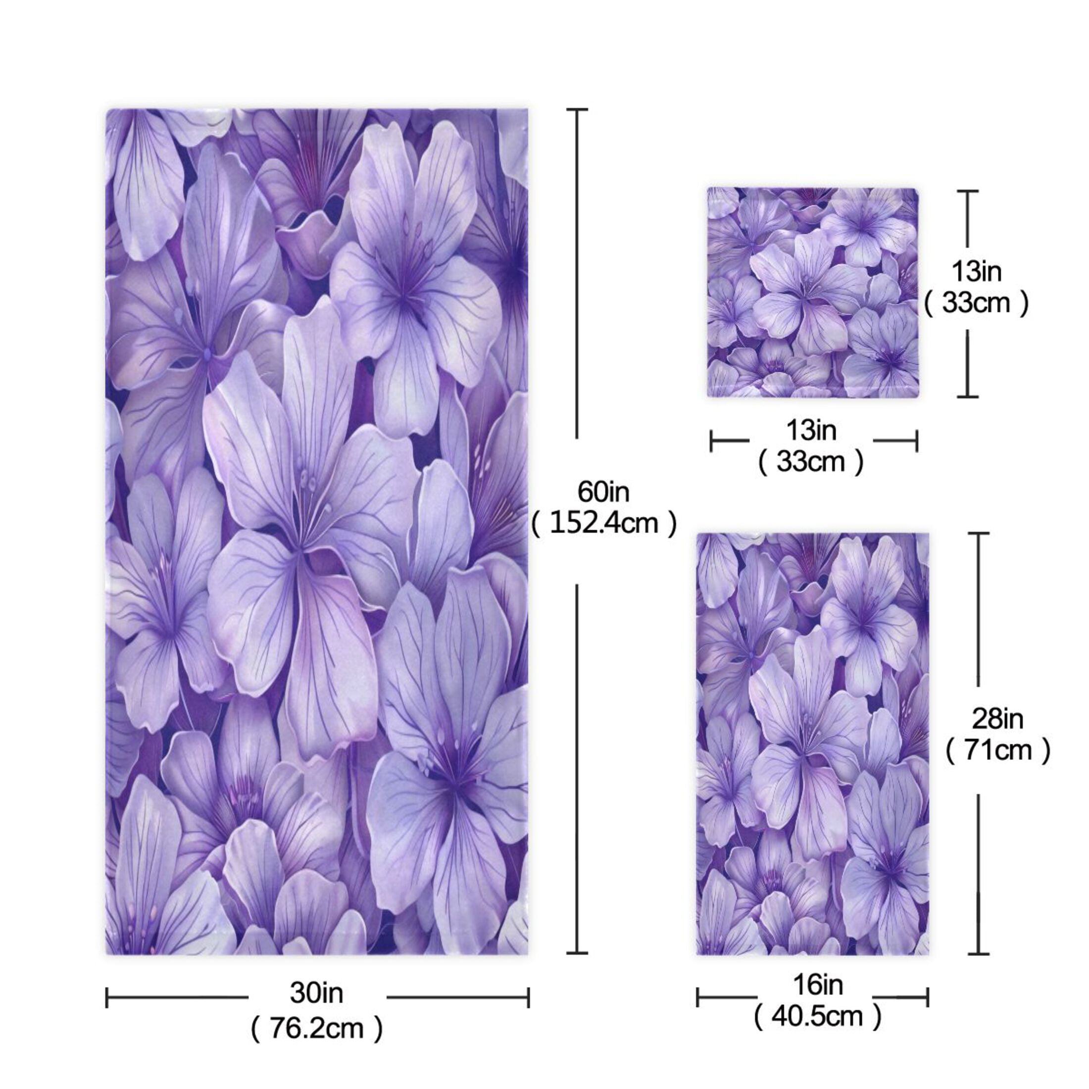 Three-Piece Towel Set Face Towel Towel Set Hand Towel Bath Towel Cotton Bath Towels Bath Towel Sets Hand Bath Towels Light Purple Flowers