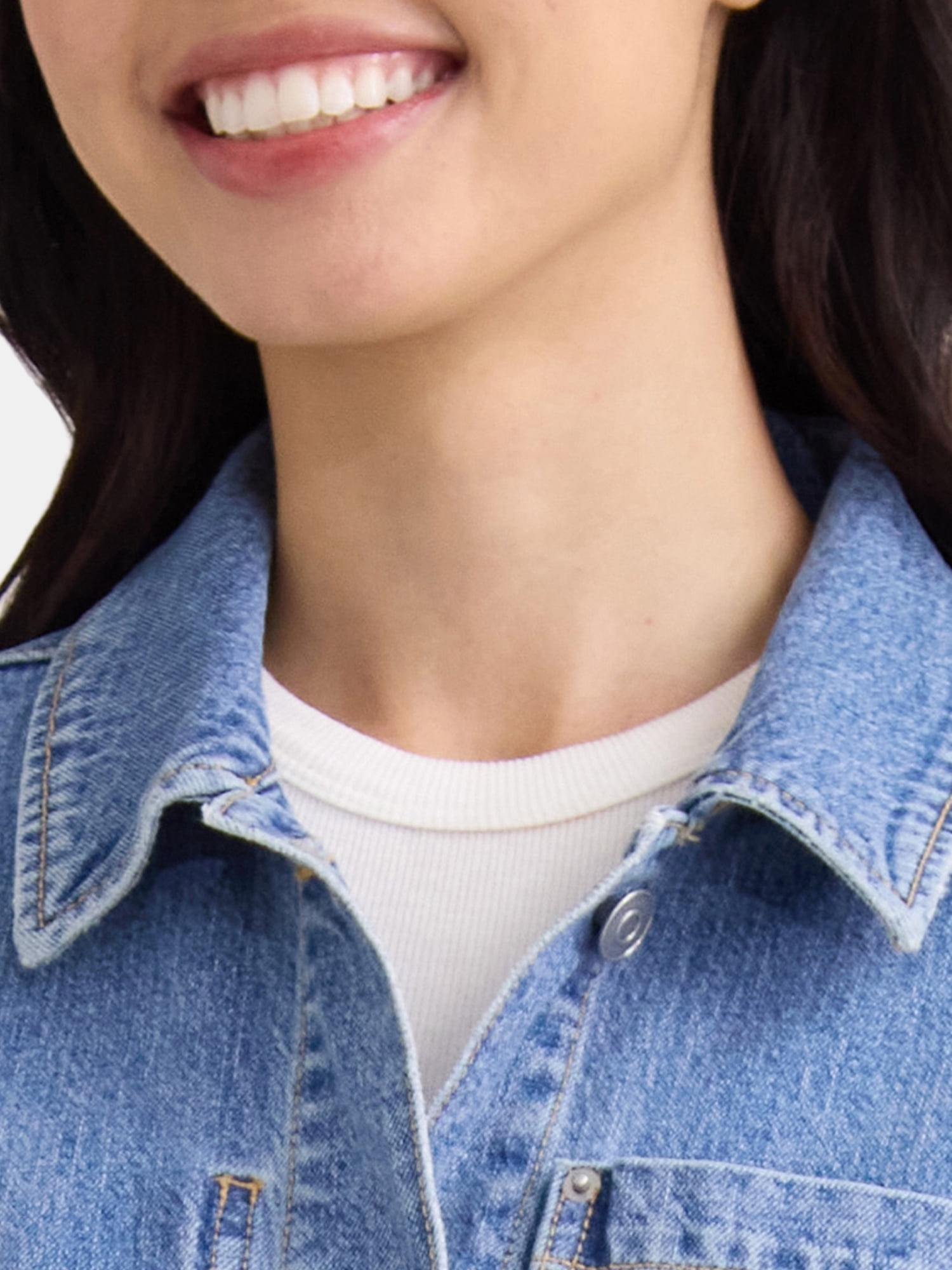 Time and Tru Women's and Women’s Plus Denim Utility Jacket, Sizes XS-4X