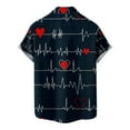 thumbnail image 4 of Men's Valentine's Day Tops Fashion Deals for 2023 Turndown Love Print Round Neck on sale under $15 Casual Tops Navy L, 4 of 5