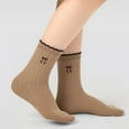 thumbnail image 2 of Yuanlong Womens Socks Ruffled Bow Detail Ribbed Knitted Mid-Calf Socks Elegant Comfortable For Everyday Wear Crew Socks, 2 of 5