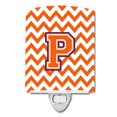 thumbnail image 1 of Carolines Treasures CJ1062-PCNL Letter P Chevron Orange & Regalia Ceramic Night Light, 1 of 1