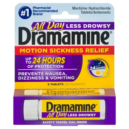 Dramamine All Day Less Drowsy Motion Sickness Relief, 8 (Best Motion Sickness Medicine)