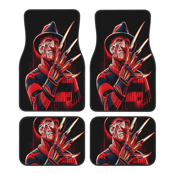 Freddy Krueger Car Floor Mats Set of 4, Anti-Skid Universal Automotive Carpet Front Rear Floor Foot Pads Interior Accessories Decorative for Vehicle Car Truck SUV Van