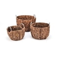 thumbnail image 1 of Trademark Innovations Set de 3 Paniers Ronds en Jacinthe avec Finition Chocolat Riche en Poignées en Acier Inoxydable, 1 of 1