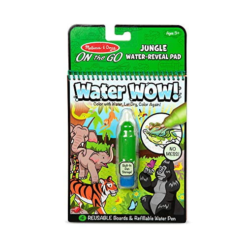 Melissa & Doug On The Go Water Wow! Tapis d'Activité Jungle (Livre de Coloriage Réutilisable, Stylo à Eau Rechargeable)