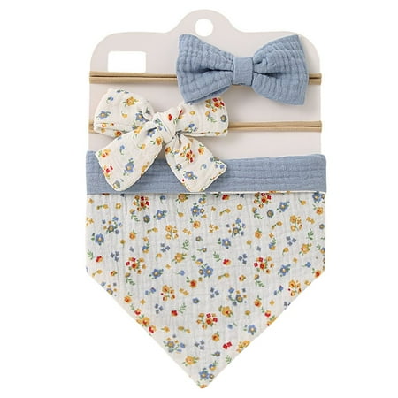 

3pcs/set Newborn Butterfly Anti-spitting Infant Feeding Supplies Burp Cloths Saliva Towel Double Side Bibs Tether Hair Band STYLE-8