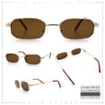 thumbnail image 2 of SA106 Mens Narrow Metal Rim Rectangular Hustler Sunglasses, Gold Frame - Brown Lens, 2 of 7
