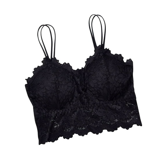 Firefox Lace Bralette for Women Strap Tank Top V Neck Slim Basic Camisoles-Black-L,Lace Tops for Women,Lace Cami,Lace Undershirt for Women