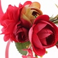 thumbnail image 2 of Diadema de asta de ciervo dulce con flores rosas, corona floral para la cabeza rojo, 2 of 9